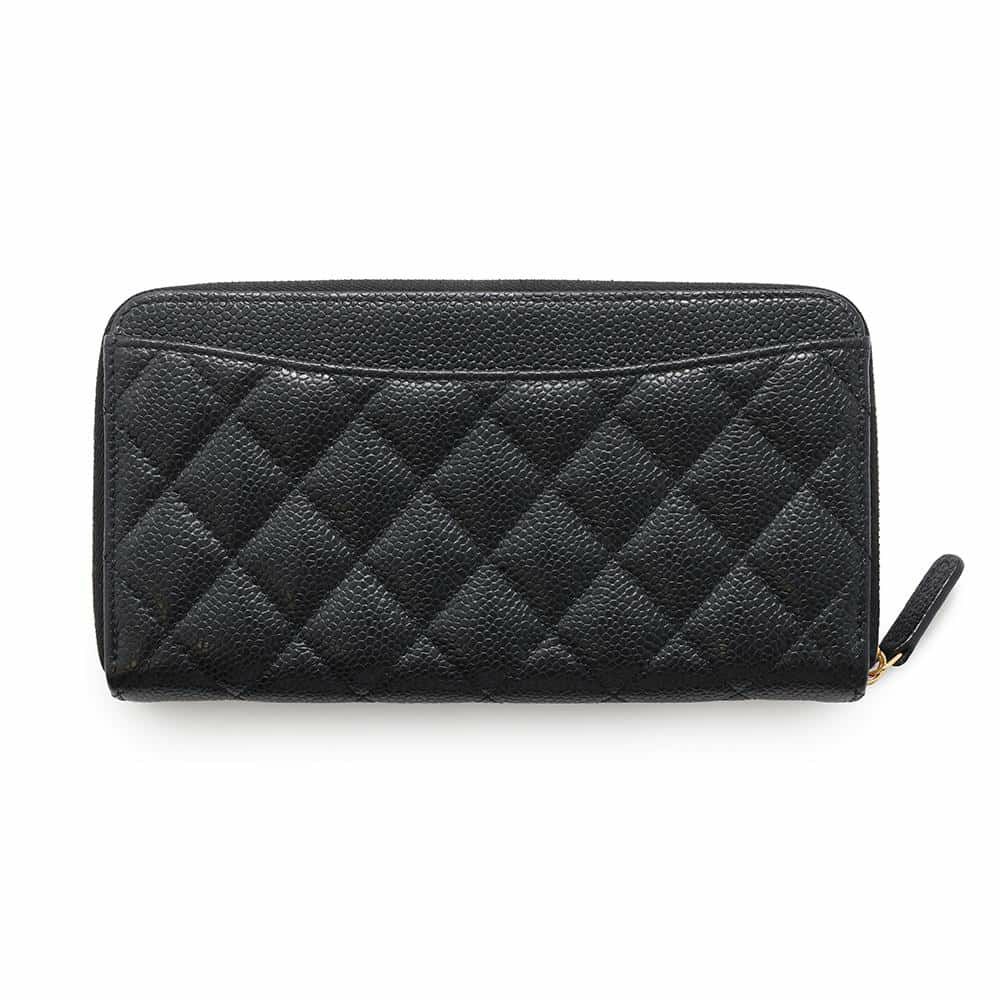 シャネル 長財布 クラシック ロング ジップ ウォレット マトラッセ ココマーク キャビアスキン AP0242 CHANEL 黒