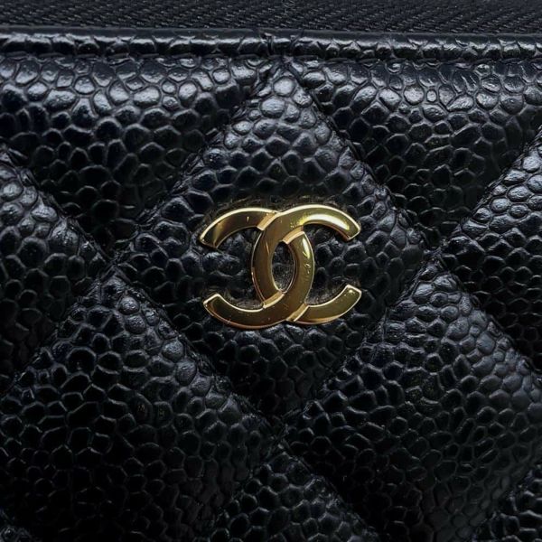 シャネル 長財布 クラシック ロング ジップ ウォレット マトラッセ ココマーク キャビアスキン AP0242 CHANEL 黒