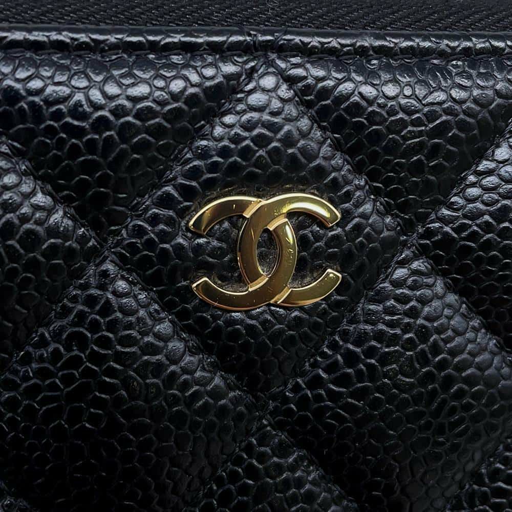 シャネル 長財布 クラシック ロング ジップ ウォレット マトラッセ ココマーク キャビアスキン AP0242 CHANEL 黒
