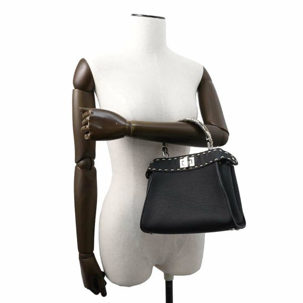 フェンディ ハンドバッグ ミニ ピーカブー セレリア レザー パイソン 8BN244 FENDI 2wayショルダーバッグ 黒