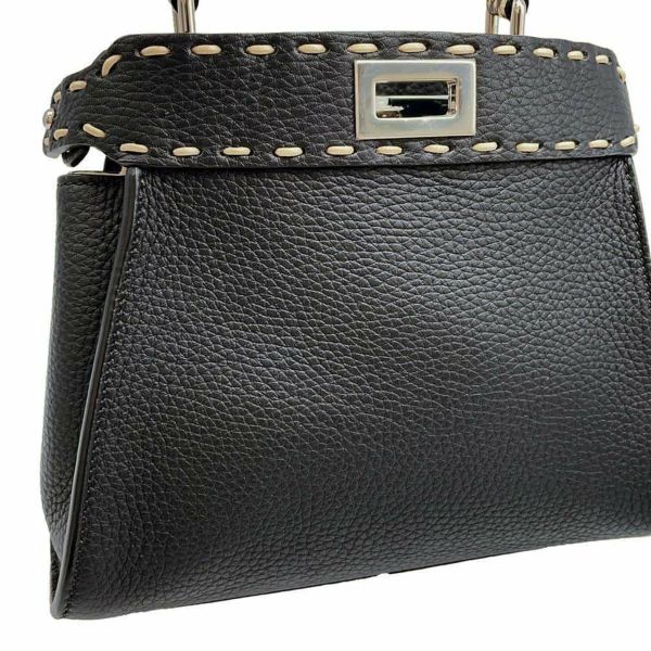 フェンディ ハンドバッグ ミニ ピーカブー セレリア レザー パイソン 8BN244 FENDI 2wayショルダーバッグ 黒