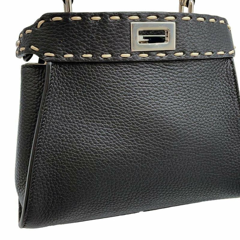 フェンディ ハンドバッグ ミニ ピーカブー セレリア レザー パイソン 8BN244 FENDI 2wayショルダーバッグ 黒