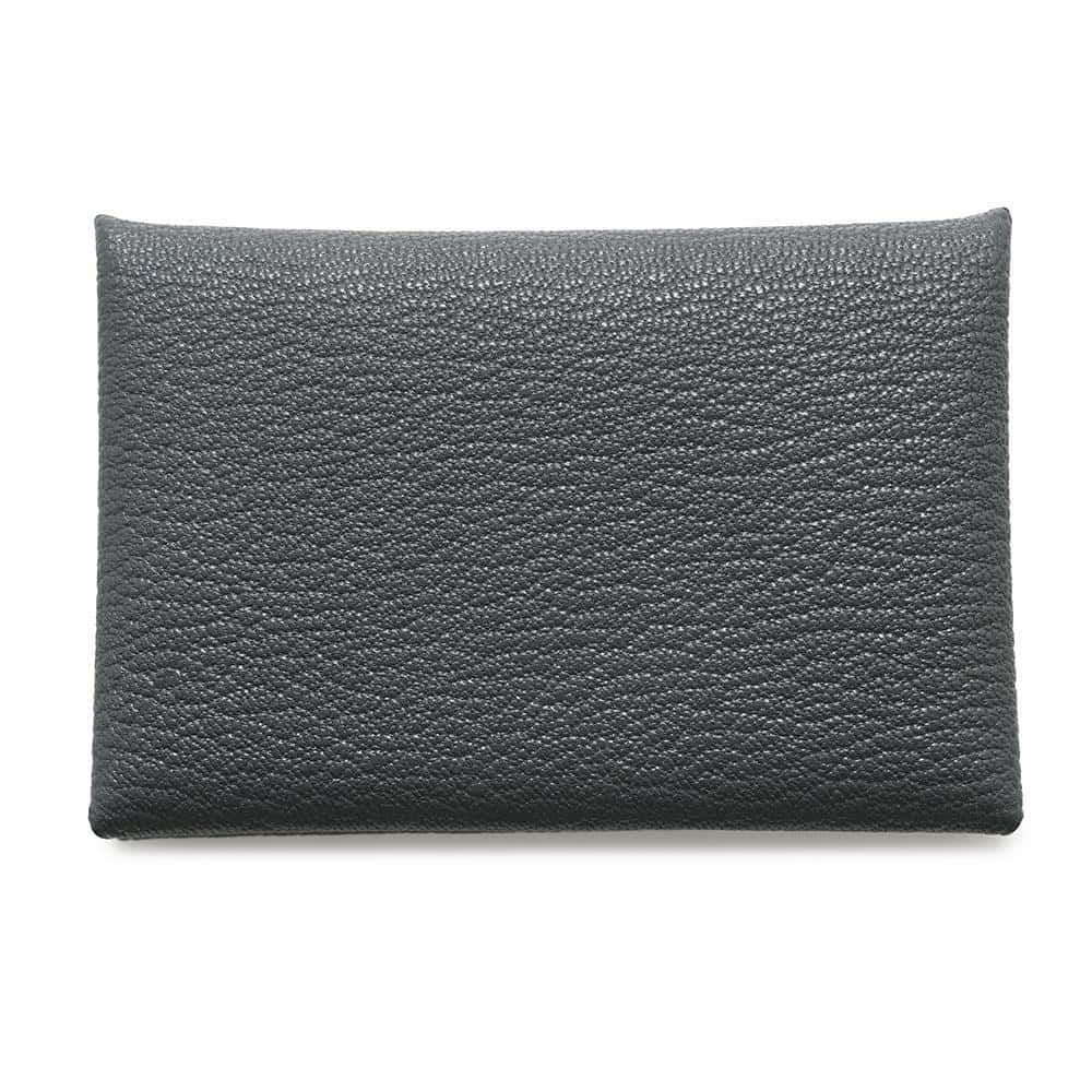 エルメス カードケース カルヴィ ヴェルソ グリミスティ/ブラック シェブルミゾル W刻印 シェーブル 黒