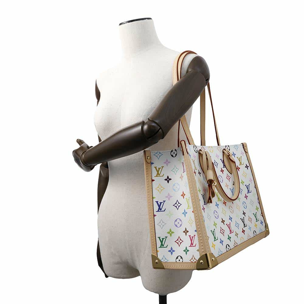 ルイヴィトン トートバッグ モノグラム・マルチカラー LV × TM オンザゴー・トランクMM M13079 ハンドバッグ 白 ホワイト