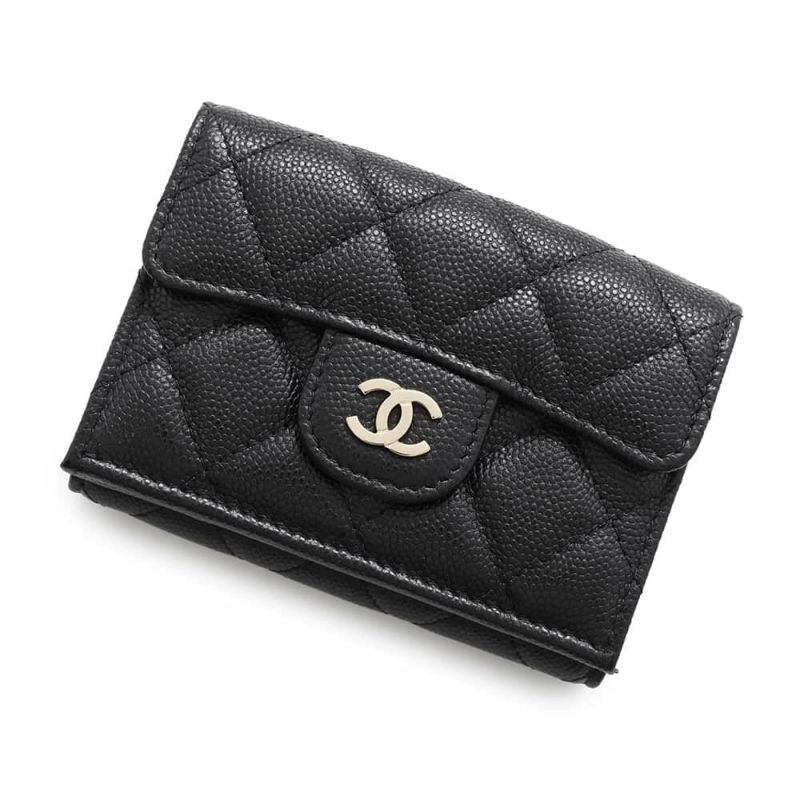 シャネル 三つ折り財布 マトラッセ ココマーク クラシック スモール フラップ ウォレット AP0230 CHANEL 財布 黒