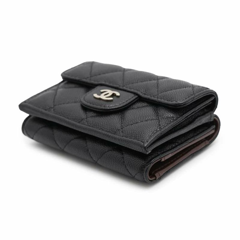 シャネル 三つ折り財布 マトラッセ ココマーク クラシック スモール フラップ ウォレット AP0230 CHANEL 財布 黒