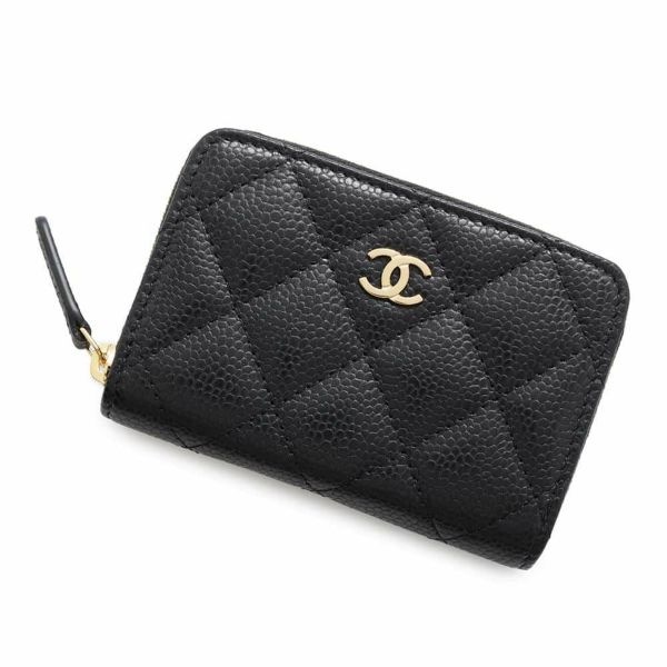 シャネル コインケース クラシック ジップコインパース マトラッセ ココマーク キャビアスキン AP0216 CHANEL 財布 小銭入れ 黒