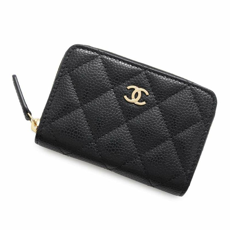 シャネル コインケース クラシック ジップコインパース マトラッセ ココマーク キャビアスキン AP0216 CHANEL 財布 小銭入れ 黒