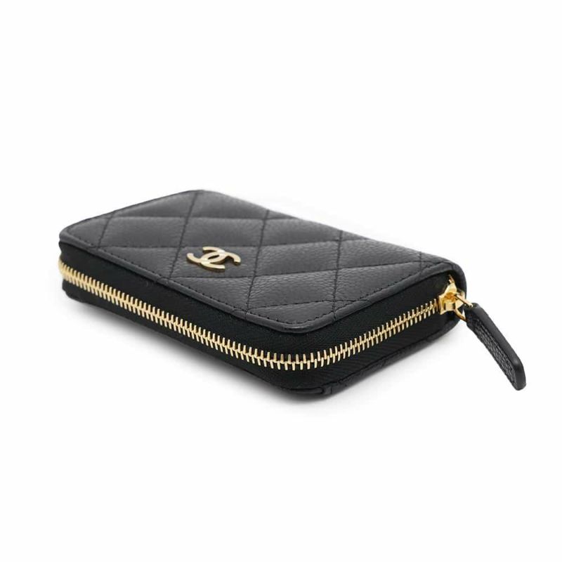 シャネル コインケース クラシック ジップコインパース マトラッセ ココマーク キャビアスキン AP0216 CHANEL 財布 小銭入れ 黒