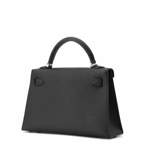 エルメス ハンドバッグ ミニケリードゥ 外縫い ブラック/シルバー金具 エプソン W刻印 2wayショルダー 黒