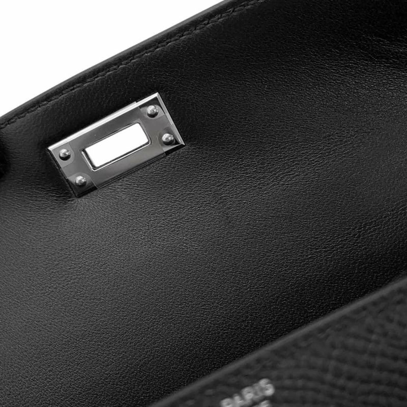 エルメス ハンドバッグ ミニケリードゥ 外縫い ブラック/シルバー金具 エプソン W刻印 2wayショルダー 黒