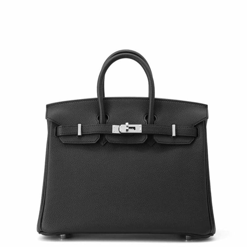 エルメス バーキン25 ブラック/シルバー金具 トゴ W刻印 HERMES Birkin ハンドバッグ 黒