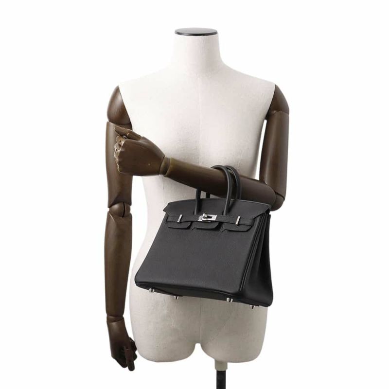 エルメス バーキン25 ブラック/シルバー金具 トゴ W刻印 HERMES Birkin ハンドバッグ 黒