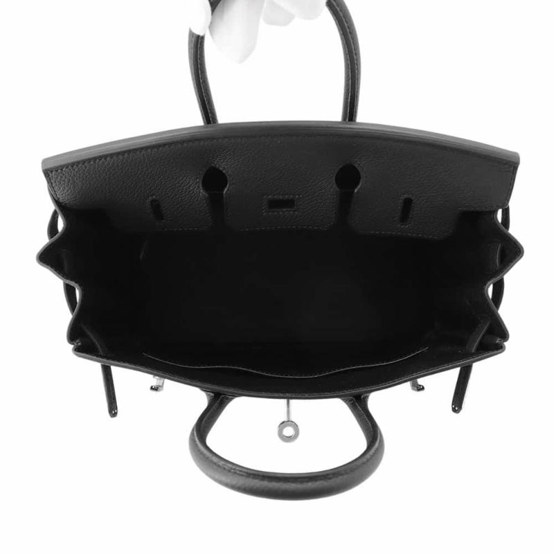 エルメス バーキン25 ブラック/シルバー金具 トゴ W刻印 HERMES Birkin ハンドバッグ 黒