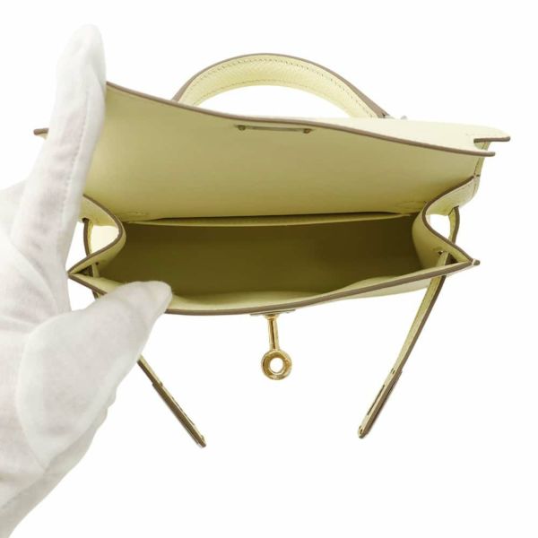 エルメス ハンドバッグ ミニケリードゥ 外縫い ジョーヌミルトン/エレクトラム金具 エプソン W刻印 2wayショルダー