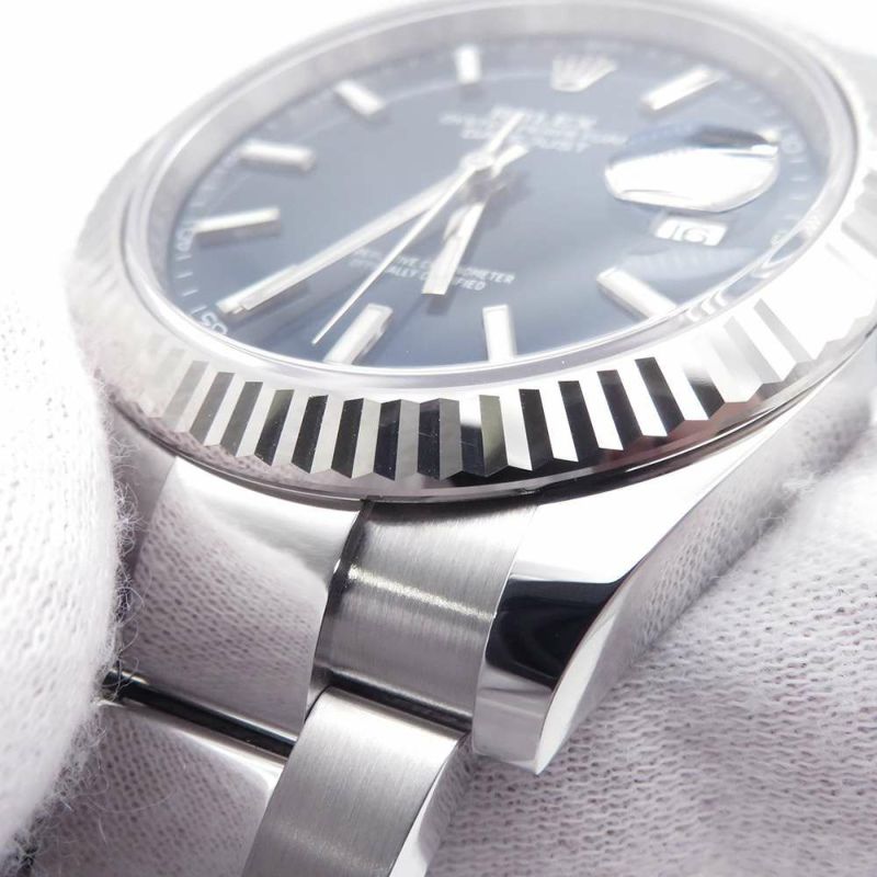 ロレックス デイトジャスト41 SS/K18WG ランダムシリアル ルーレット 126334 ブライトブルー文字盤