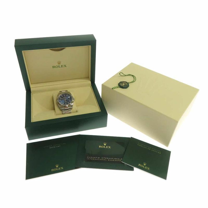 ロレックス デイトジャスト41 SS/K18WG ランダムシリアル ルーレット 126334 ブライトブルー文字盤