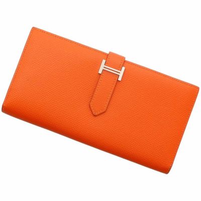 レッドレッド系HERMES アザップロング レッド シルバー金具 長財布（小銭入れあり） エプソン レディース