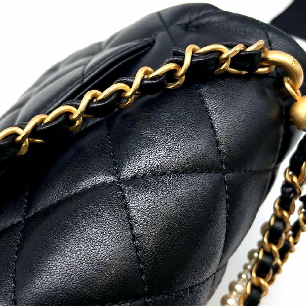 シャネル チェーンショルダーバッグ マトラッセ ココマーク ラムスキン AS4385 CHANEL 黒