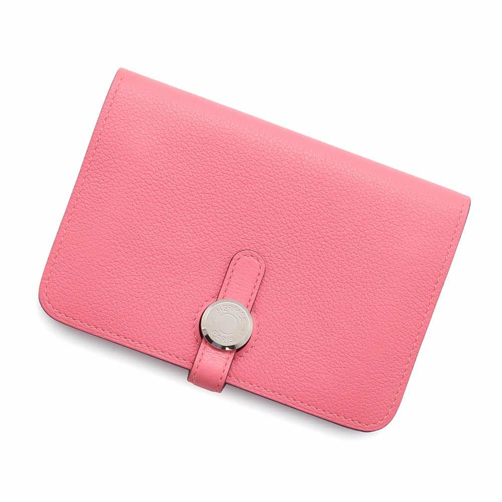 エルメス 二つ折り財布 ドゴン コンパクト ローズアザレ/シルバー金具 エバーカラー A刻印 財布