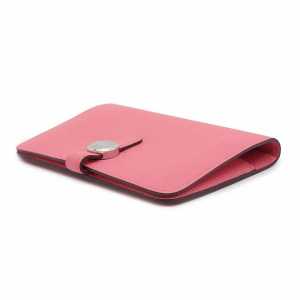 エルメス 二つ折り財布 ドゴン コンパクト ローズアザレ/シルバー金具 エバーカラー A刻印 財布