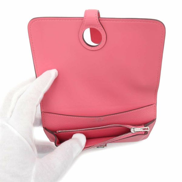 エルメス 二つ折り財布 ドゴン コンパクト ローズアザレ/シルバー金具 エバーカラー A刻印 財布