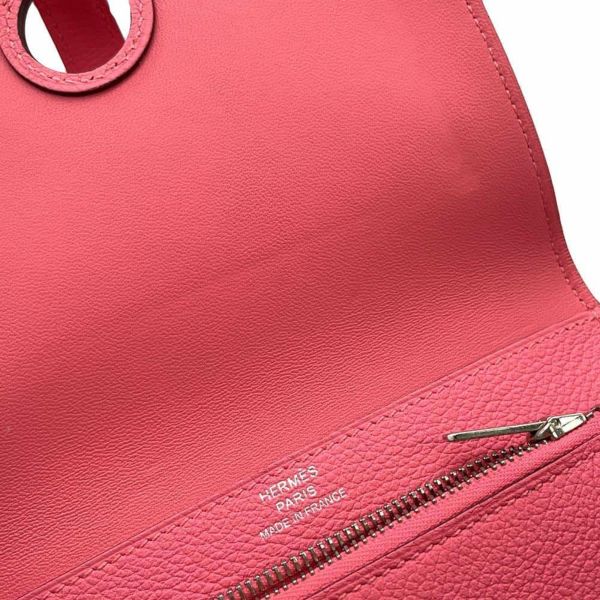 エルメス 二つ折り財布 ドゴン コンパクト ローズアザレ/シルバー金具 エバーカラー A刻印 財布