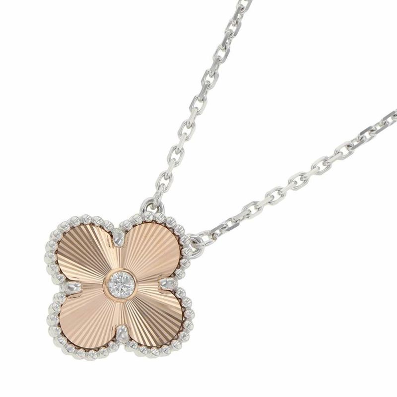 ヴァンクリーフ&アーペル ネックレス ヴィンテージ アルハンブラ ギヨシェ ダイヤ 1P K18WG/K18PG VCARPNTH00 2024年ホリデー限定