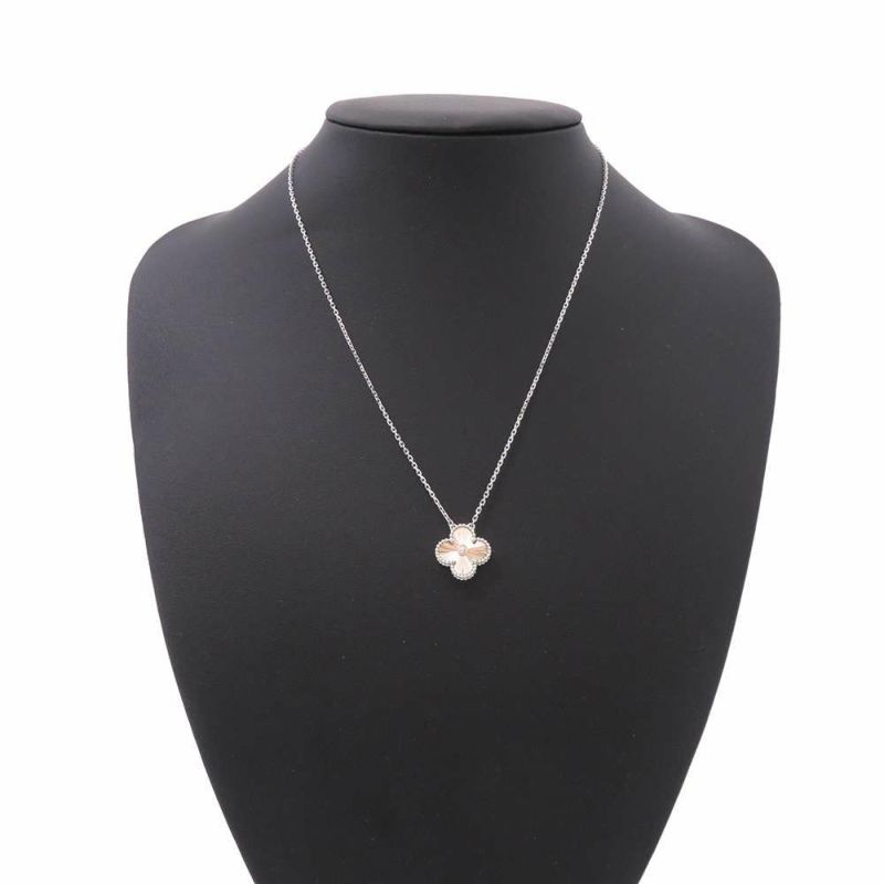 ヴァンクリーフ&アーペル ネックレス ヴィンテージ アルハンブラ ギヨシェ ダイヤ 1P K18WG/K18PG VCARPNTH00 2024年ホリデー限定