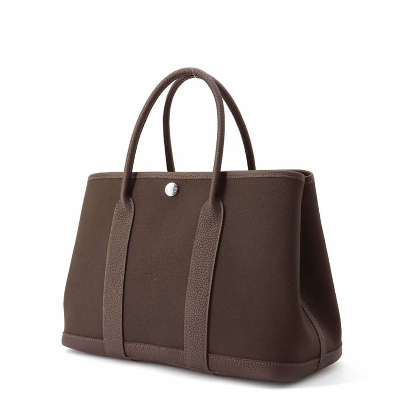 エルメス トートバッグ ガーデンパーティTPM エベンヌ/ヴェールブロンズ/シルバー金具 トワルミリタリー/ネゴンダ W刻印