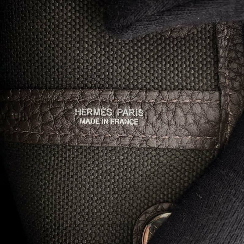 エルメス トートバッグ ガーデンパーティTPM エベンヌ/ヴェールブロンズ/シルバー金具 トワルミリタリー/ネゴンダ W刻印