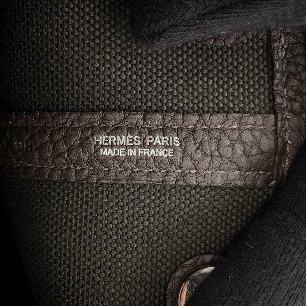 エルメス トートバッグ ガーデンパーティTPM エベンヌ/ヴェールブロンズ/シルバー金具 トワルミリタリー/ネゴンダ W刻印