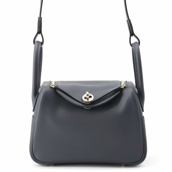 エルメス リンディ ミニ ヴェルソ グリミスティ/ブラック/シャンパンゴールド金具 スイフト W刻印 2wayショルダー 黒