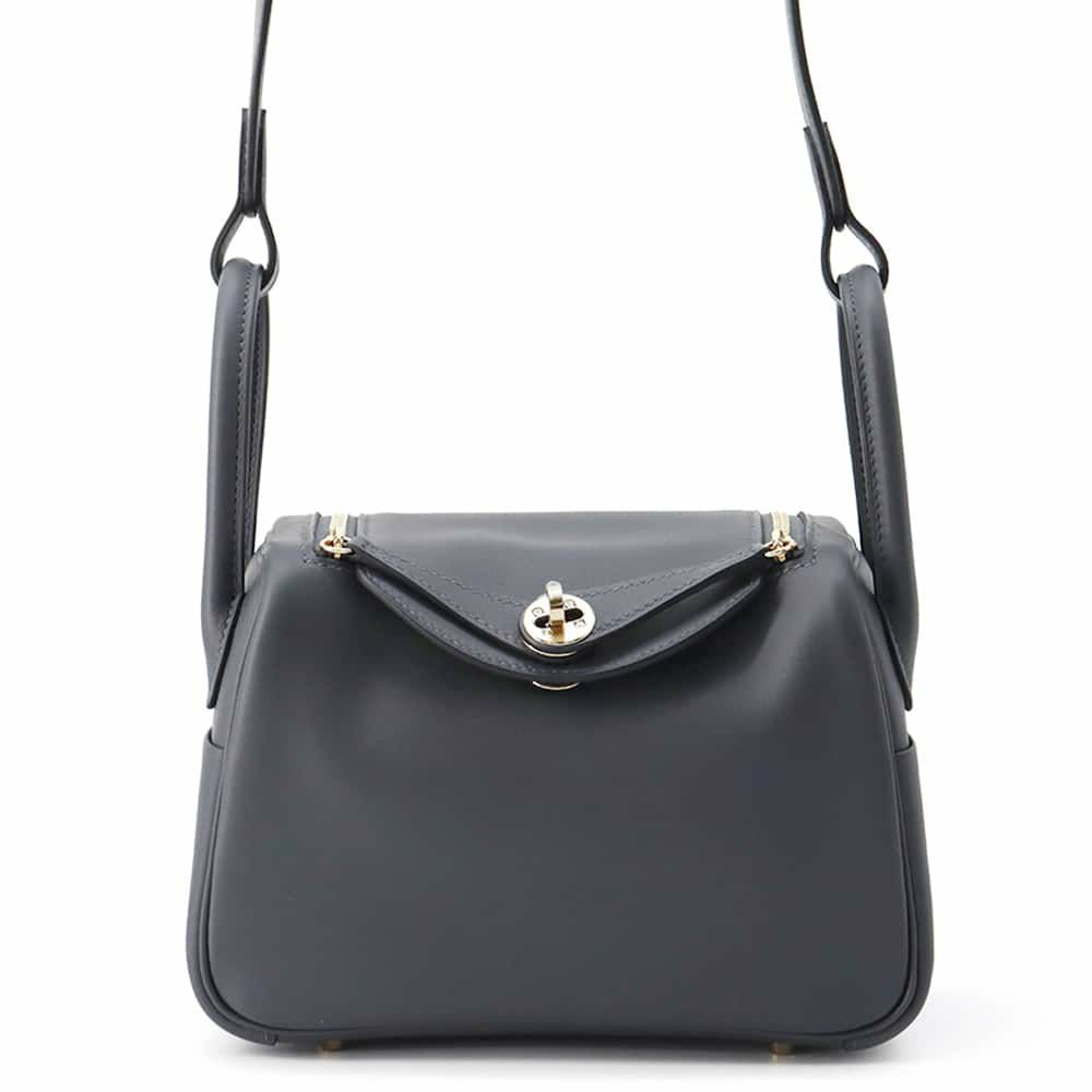 エルメス リンディ ミニ ヴェルソ グリミスティ/ブラック/シャンパンゴールド金具 スイフト W刻印 2wayショルダー 黒