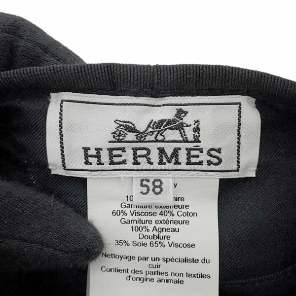 エルメス ベレー帽 サントレーノ カシミヤ サイズ58 HERMES 帽子 黒