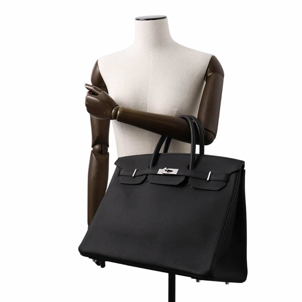 エルメス バーキン40 ブラック/シルバー金具 トゴ U刻印 HERMES Birkin ハンドバッグ 黒