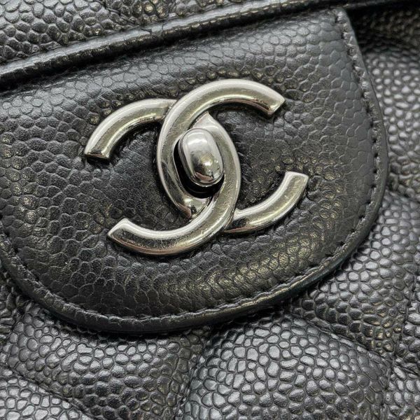 シャネル チェーンショルダーバッグ デカマトラッセ シングルフラップ キャビアスキン CHANEL 黒