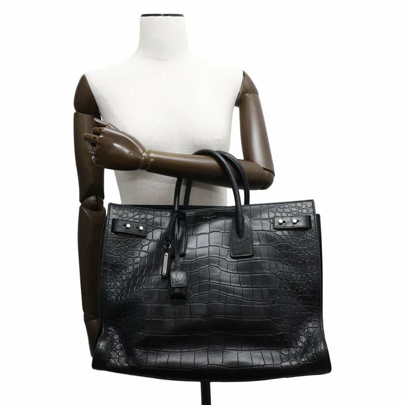 サンローランパリ トートバッグ サックドジュールスープル ラージ クロコ型押しレザー 478167 2way 黒