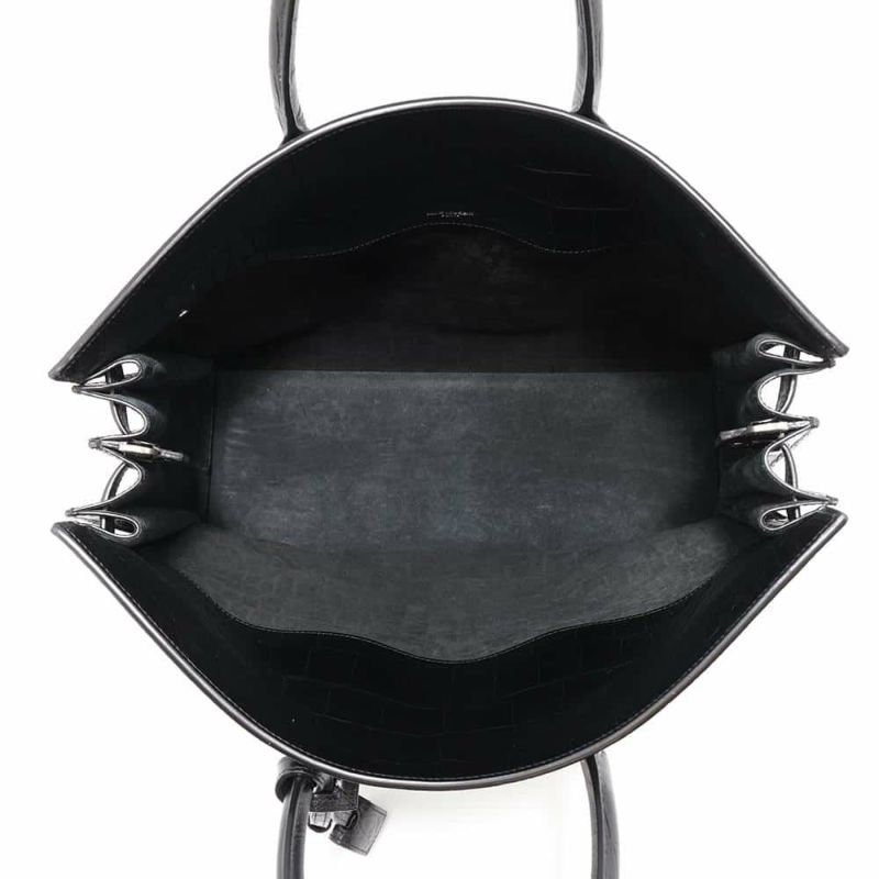 サンローランパリ トートバッグ サックドジュールスープル ラージ クロコ型押しレザー 478167 2way 黒