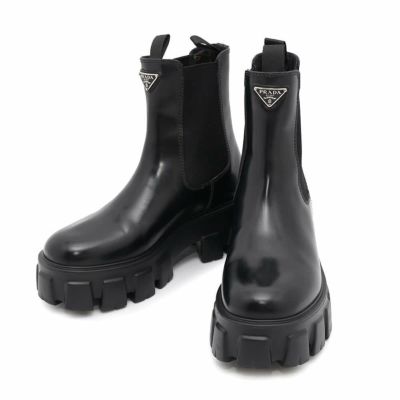 プラダ ブーツ モノリス チェルシー レディースサイズ37 2/1 1T256N PRADA 靴 黒 安心保証