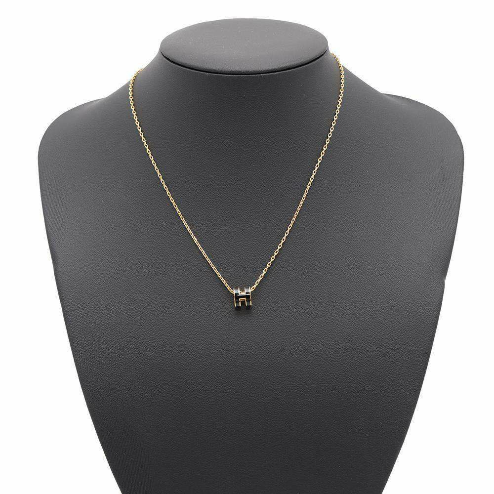 エルメス ネックレス ミニ・ポップアッシュ ブラック/ゴールド金具 HERMES アクセサリー 黒