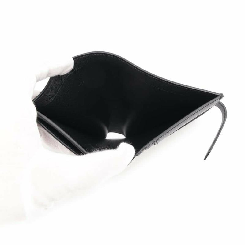 エルメス 二つ折り財布 ベアンコンパクト ブラック/シルバー金具 ヴォーマダム W刻印 黒