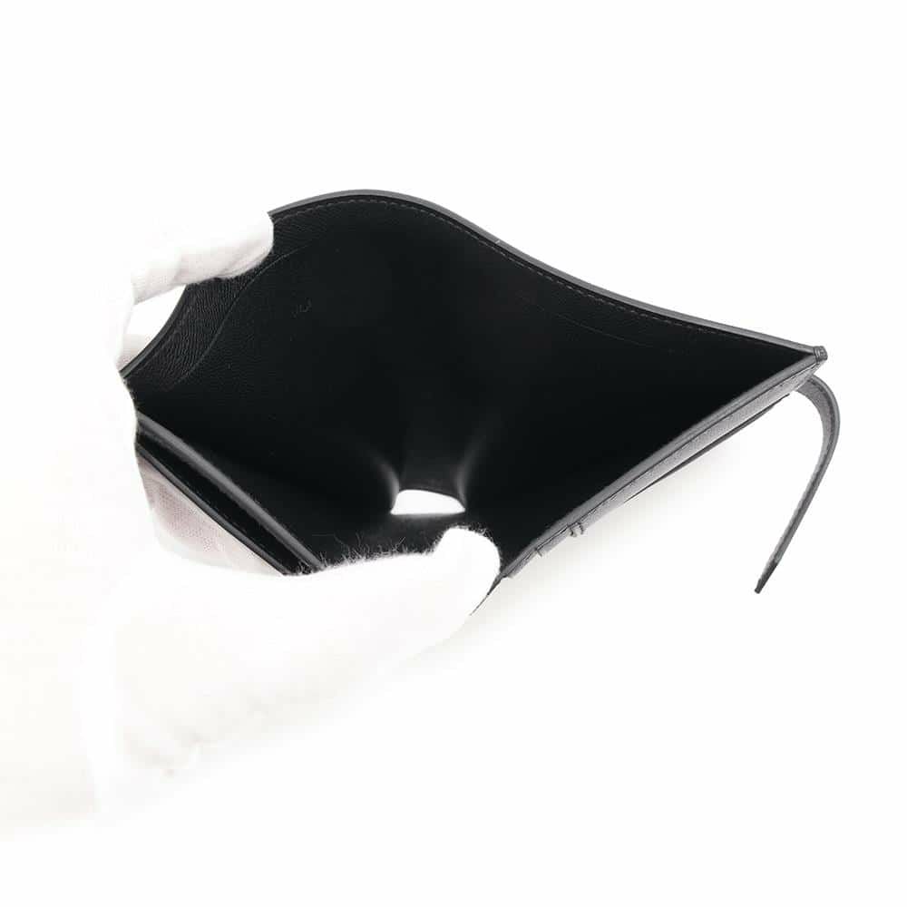 エルメス 二つ折り財布 ベアンコンパクト ブラック/シルバー金具 ヴォーマダム W刻印 黒