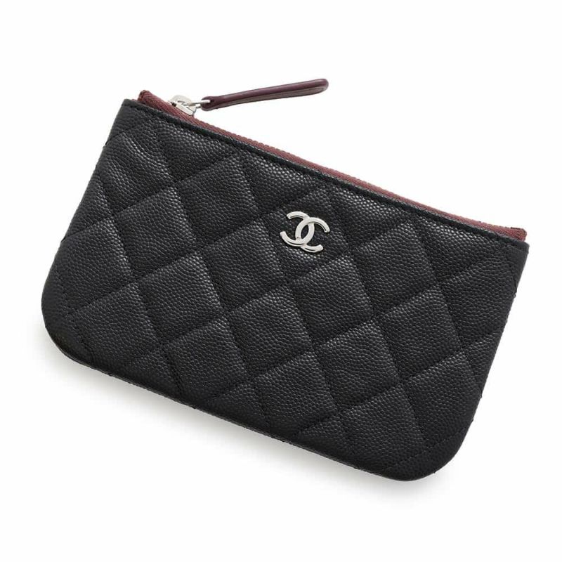 シャネル ミニポーチ マトラッセ ココマーク キャビアスキン A82365 CHANEL コインケース 小銭入れ 黒