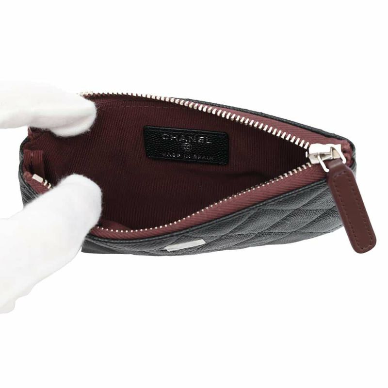 シャネル ミニポーチ マトラッセ ココマーク キャビアスキン A82365 CHANEL コインケース 小銭入れ 黒