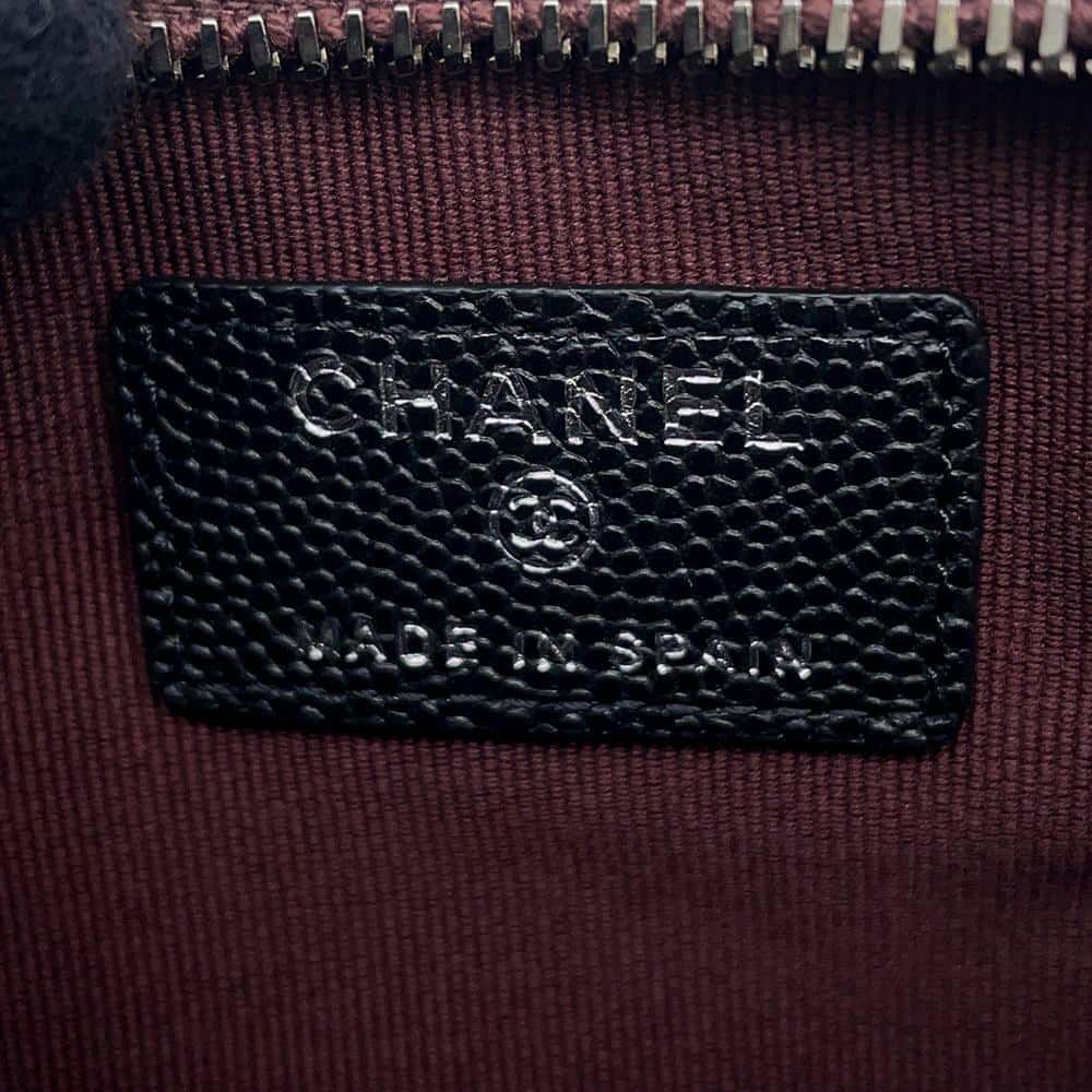 シャネル ミニポーチ マトラッセ ココマーク キャビアスキン A82365 CHANEL コインケース 小銭入れ 黒