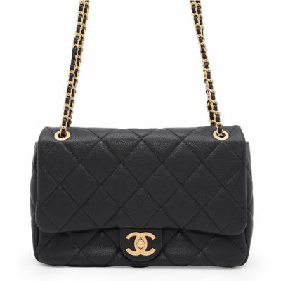 シャネル チェーンショルダーバッグ マトラッセ ココマーク キャビアスキン AS4890 CHANEL 黒