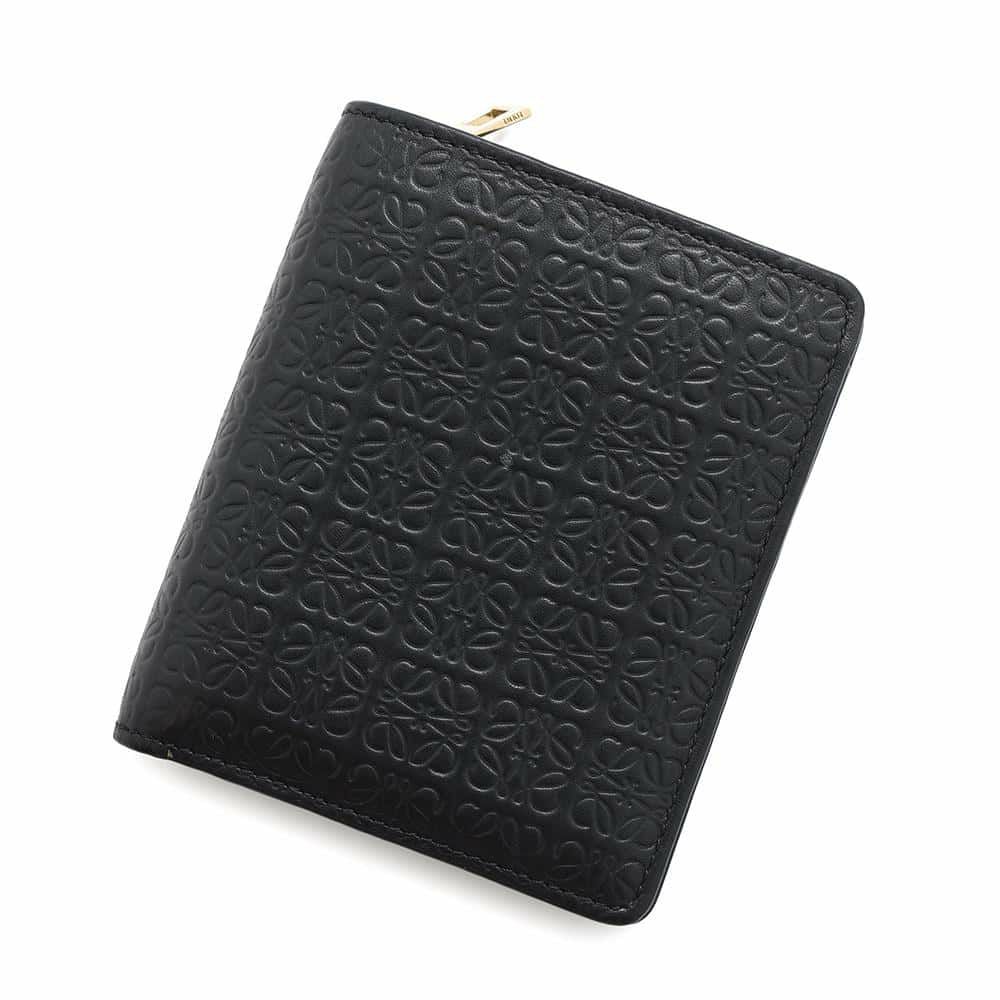 ロエベ 二つ折り財布 リピート コンパクト ジップウォレット C499Z41X04 LOEWE 財布 黒