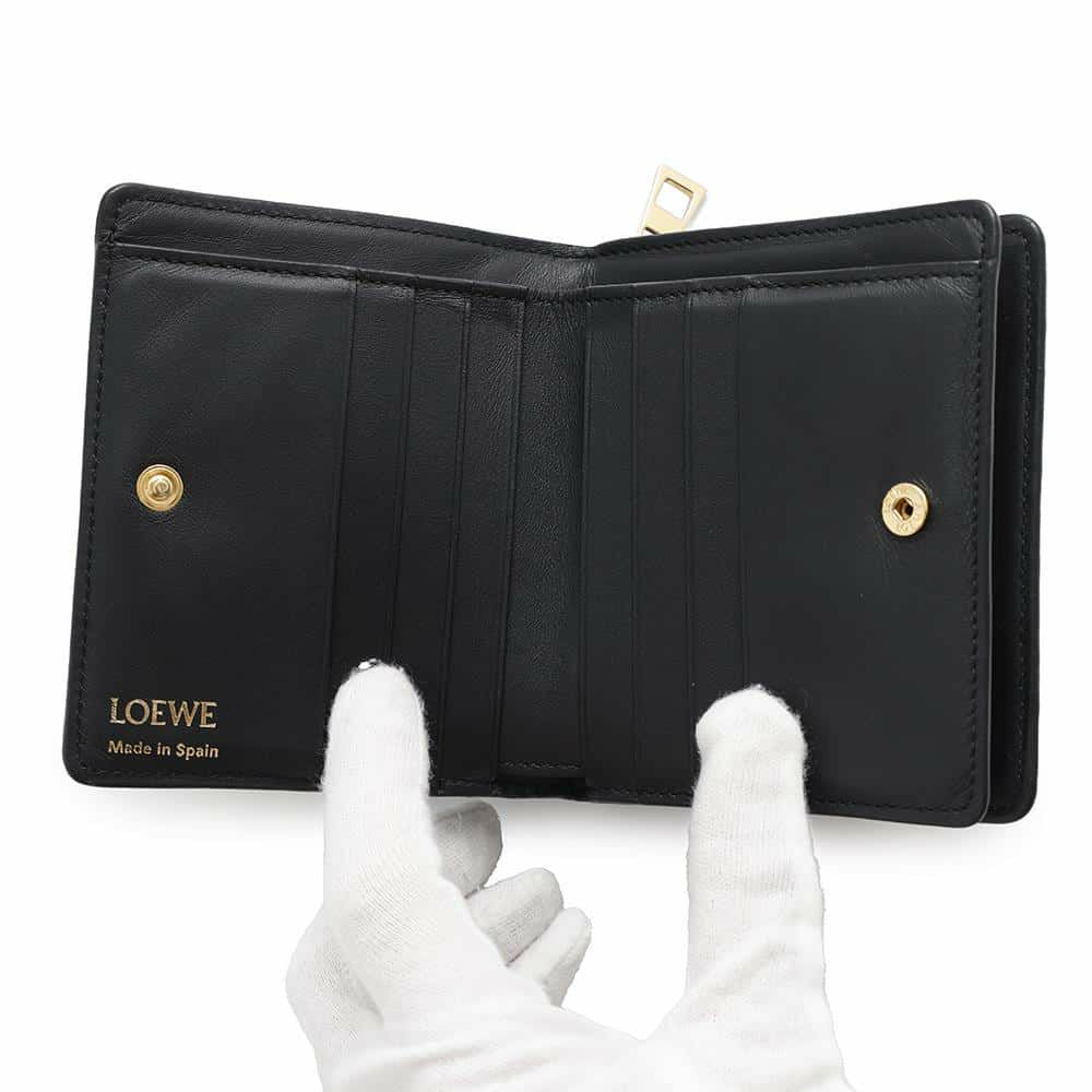 ロエベ 二つ折り財布 リピート コンパクト ジップウォレット C499Z41X04 LOEWE 財布 黒