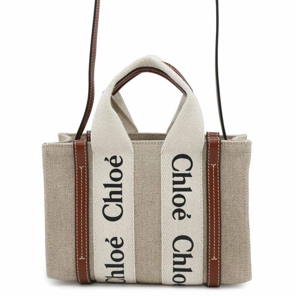 クロエ ハンドバッグ ウッディ トート ミニ キャンバス/カーフレザー CHC22AP237I2690U Chloe 2way